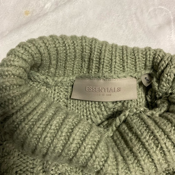 Green Fear of God Essentials Cable Knit Turtleneck - Picture 8 of 11